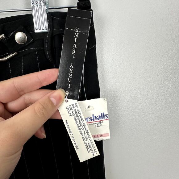 Y2K Larry Levine Black Pinstripe Silver Chain Belted Trousers Deadstock NWT 10 - Picture 10 of 10